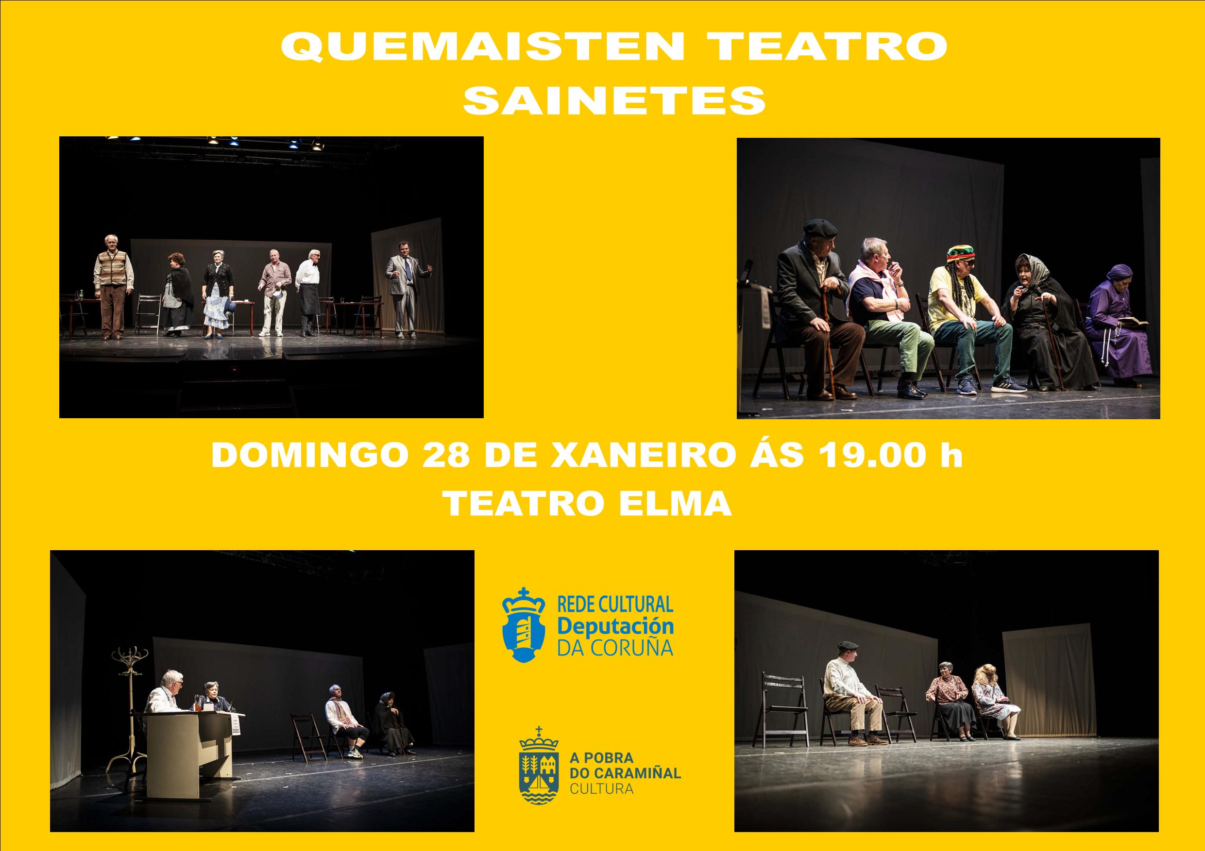 Cartel da función teatral Sainetes da Asociación Cultural Queimasten Teatro