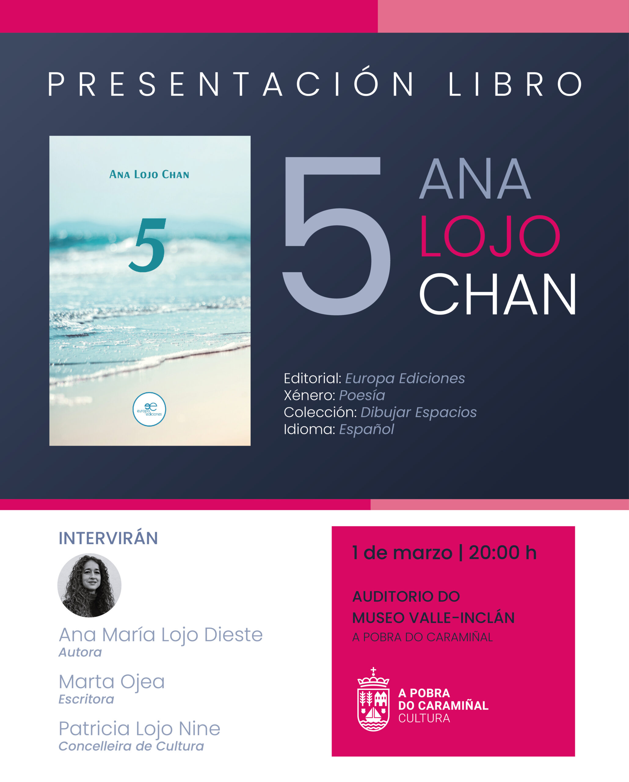 Cartel da presentación do poemario de Ana Lojo