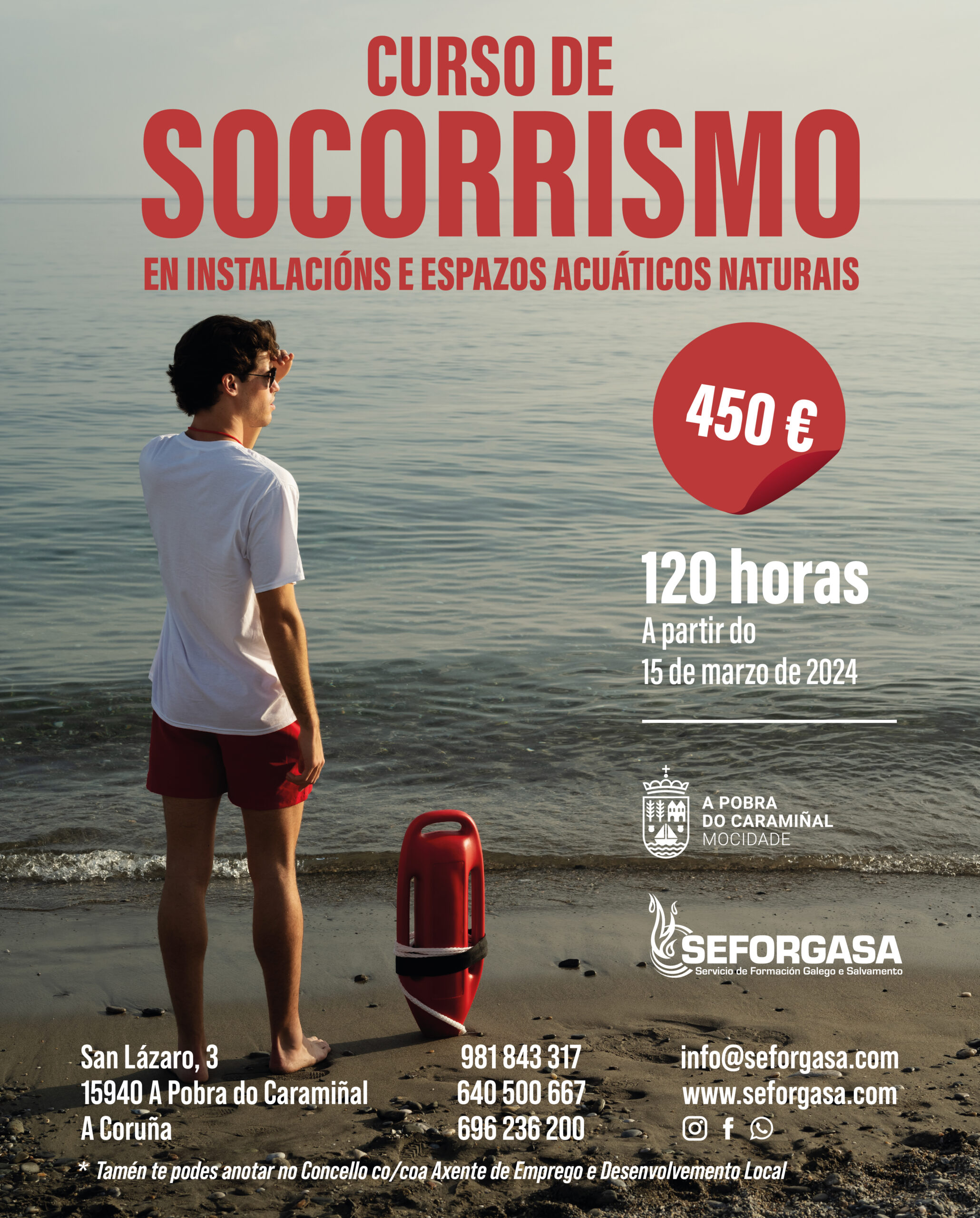 Cartel do curso de socorrismo en instalacións e espazos acuáticos naturais 2024