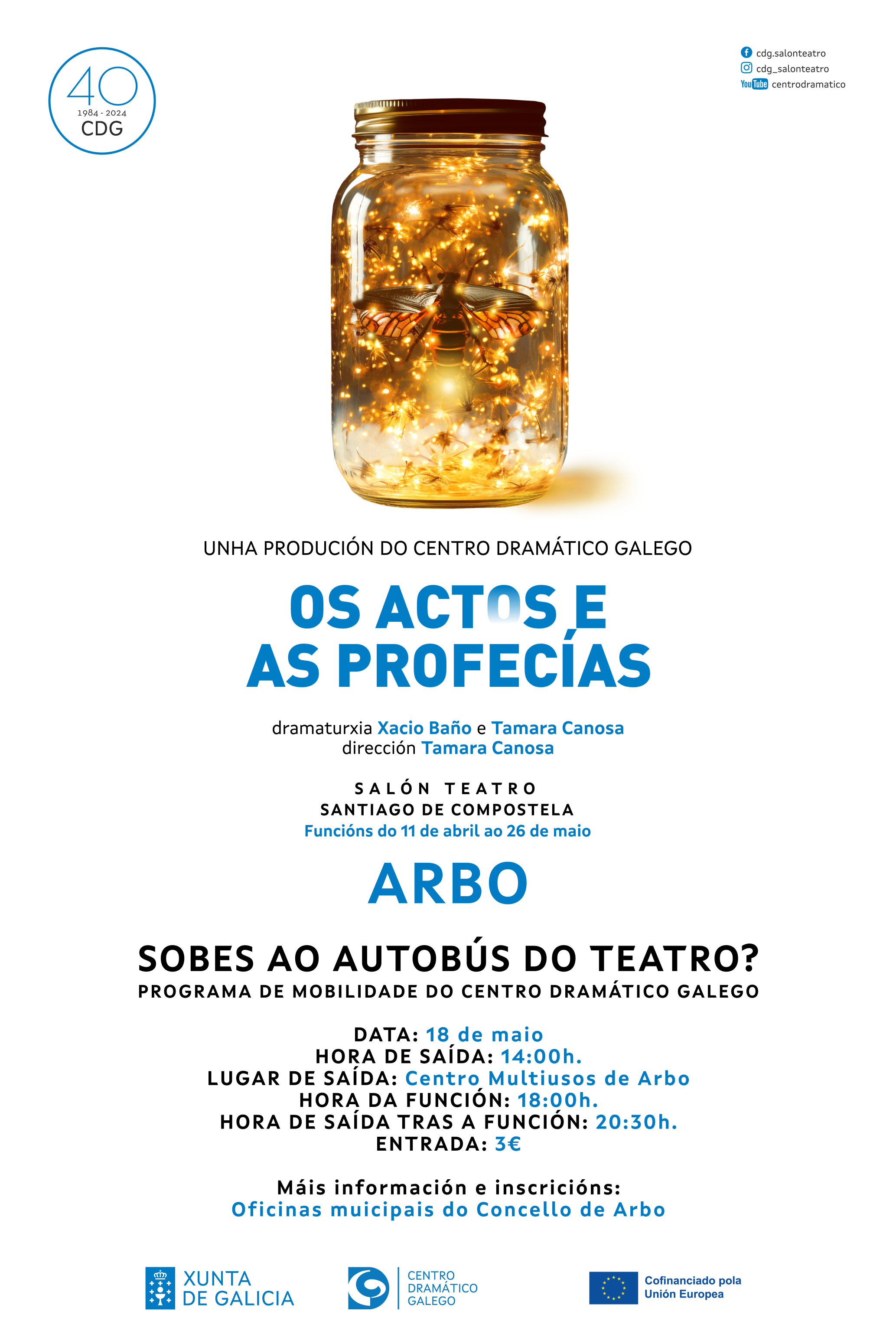 CARTEL OS ACTOS E AS PROFECÍAS buses Arbo