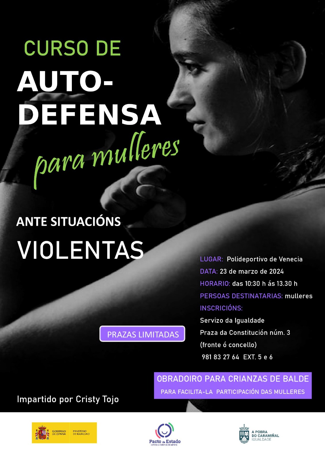 Cartel do curso de autodefensa para mulleres 2024