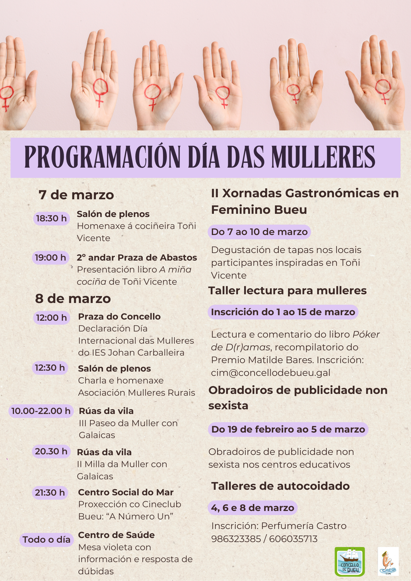 cartel programación día internacional mulleres