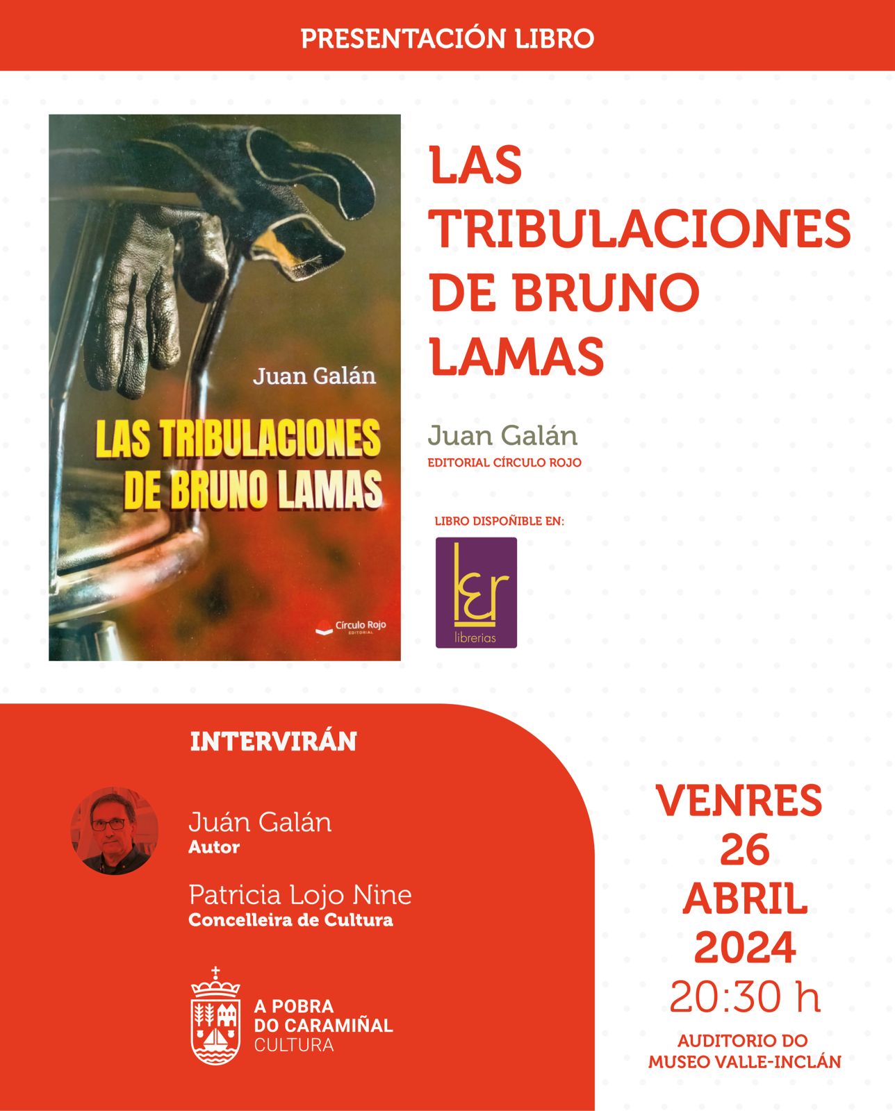 Cartel da presentación do libro Las tribulaciones de Bruno Lamas