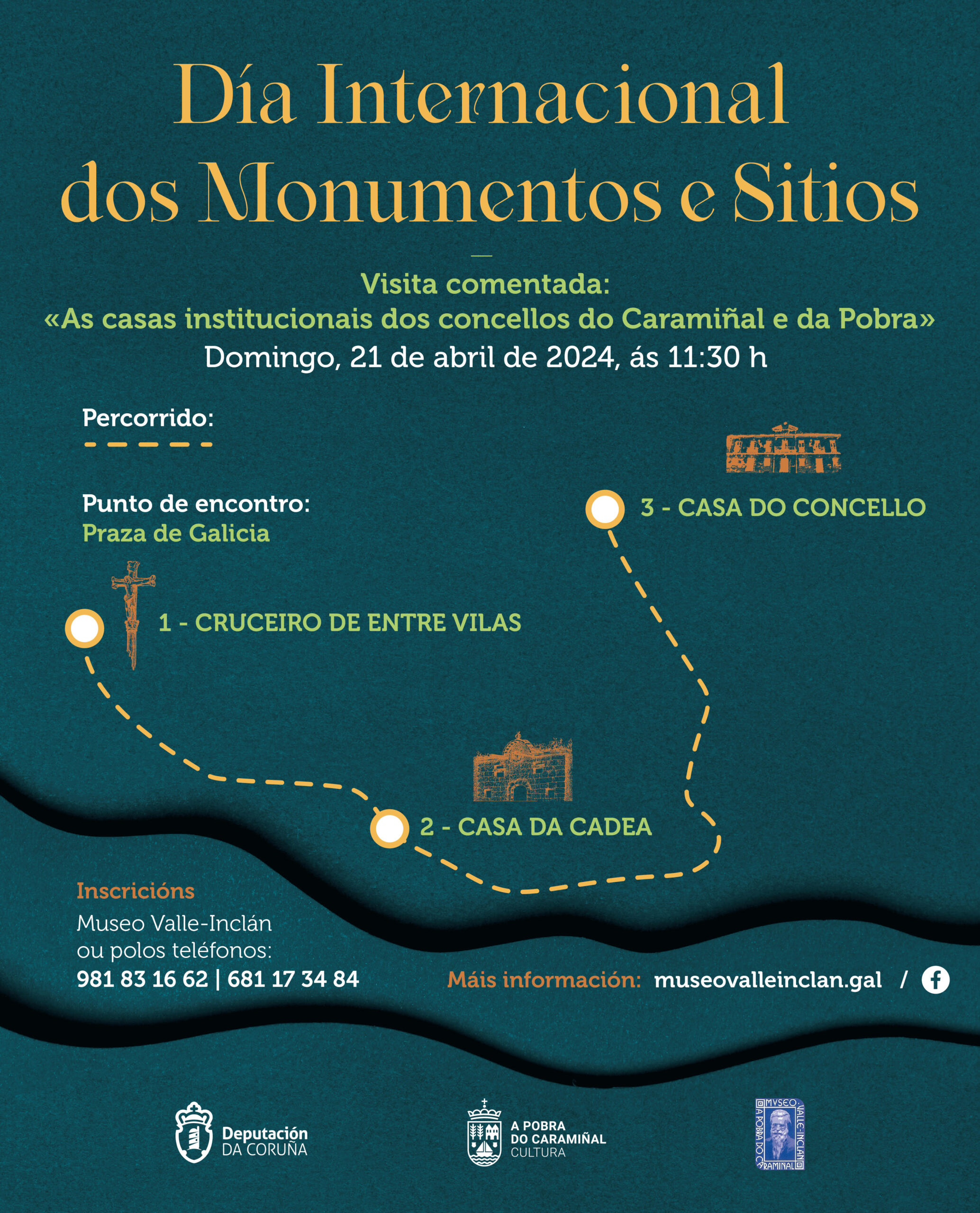 Cartel da visita comentada polo Día Internacional de Monumentos e Sitios 2024
