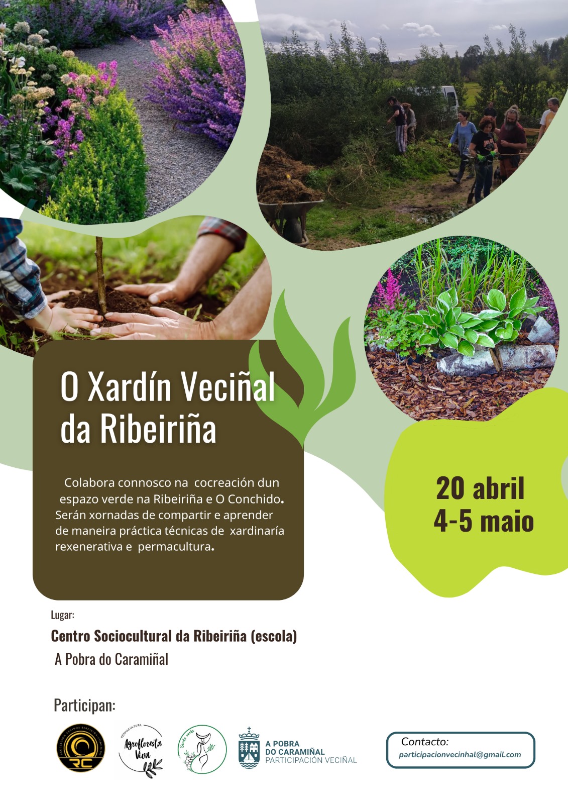 Cartel da xornada de creación do xardín veciñal da Ribeiriña