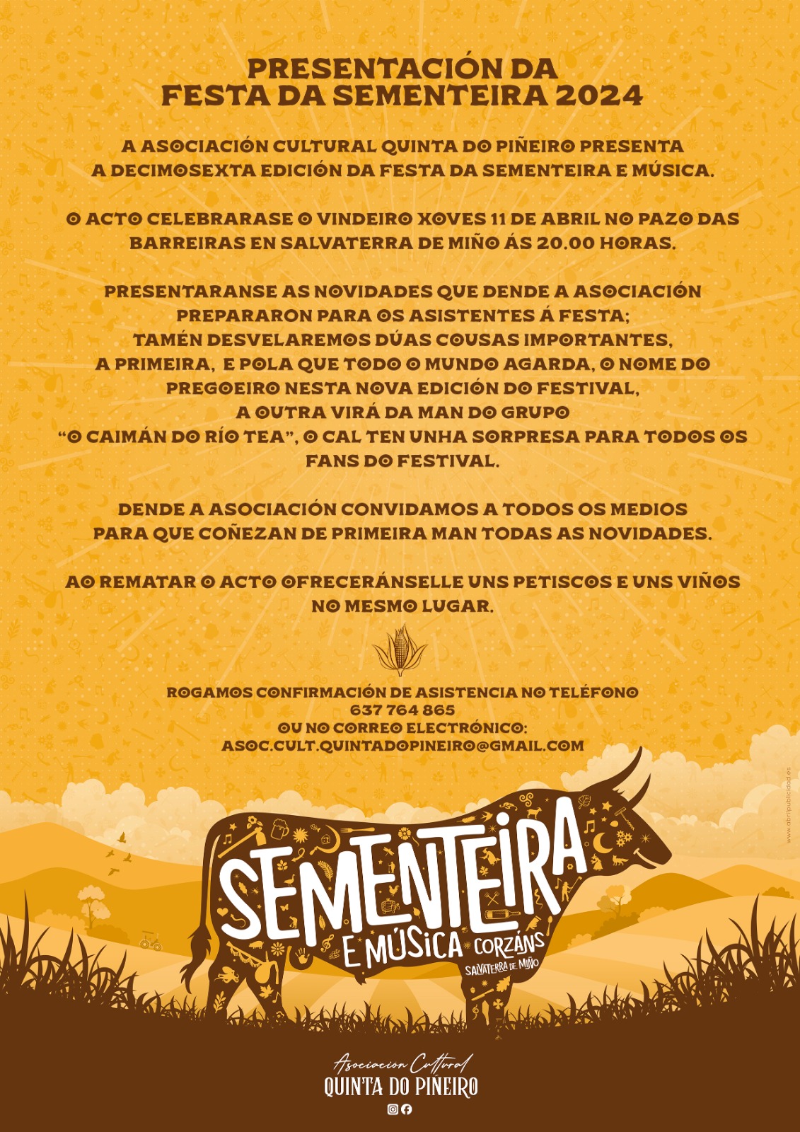 Invitación Presentación XVI Sementeira e Música