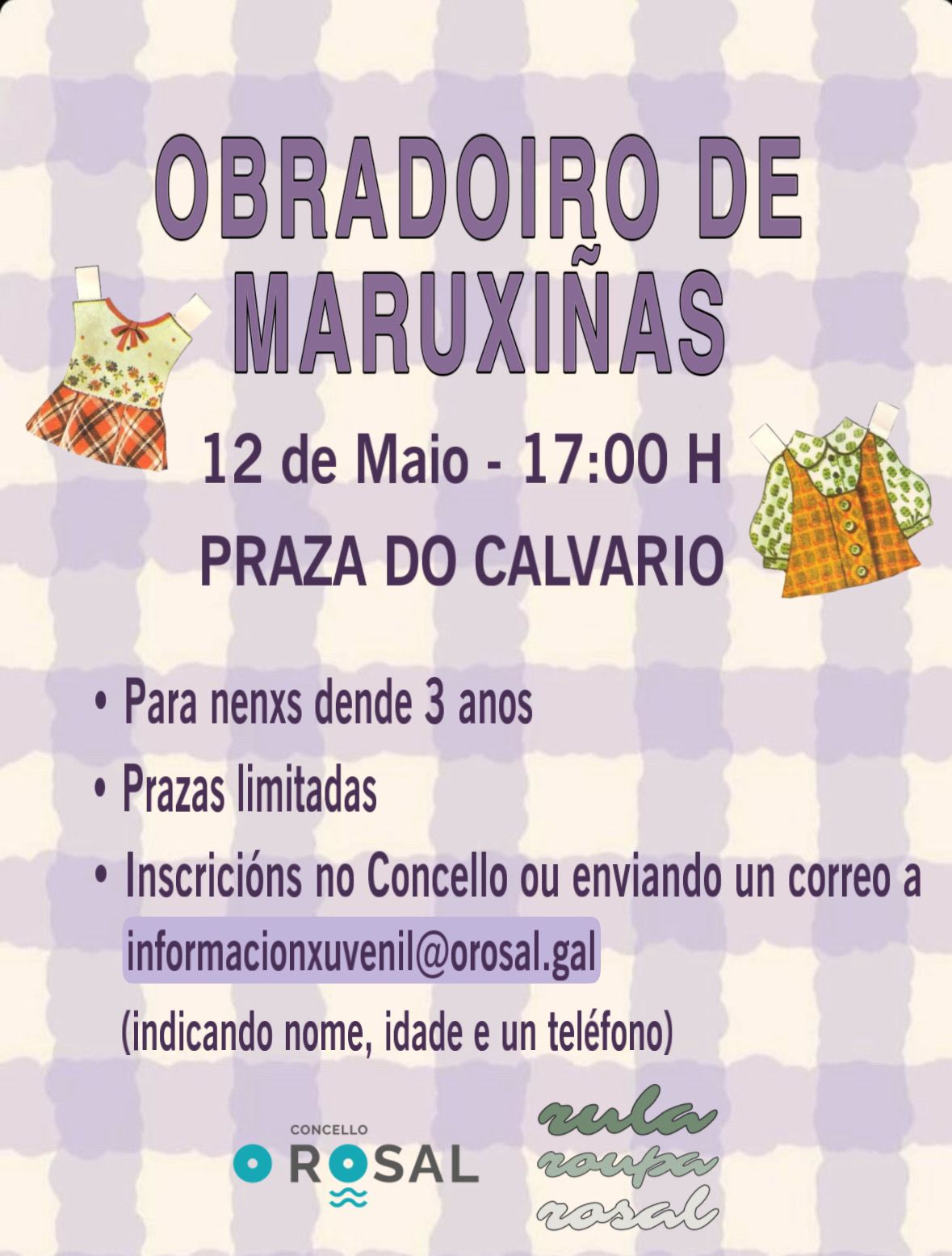 Obradoiro de maruxinÞas con teas recicladas para a cativada no mercado de moda de segunda man Rula Roupa Rosal