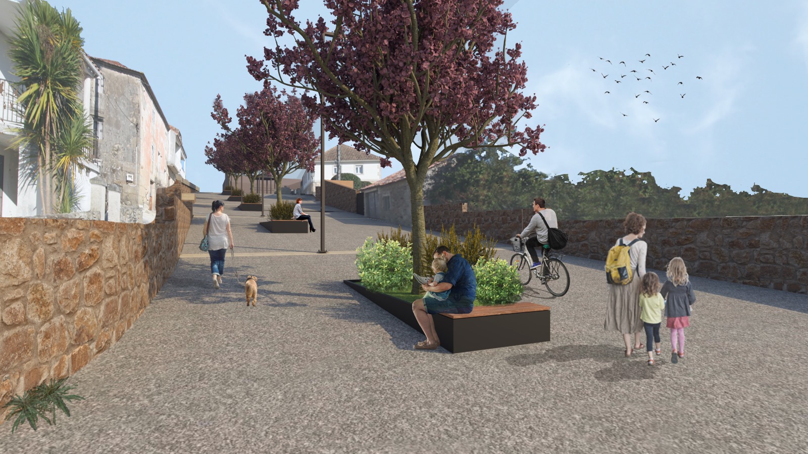 Tomiño comeza a transformación da contorna da Costa, da estatua e da igrexa da Peregrina en Estás