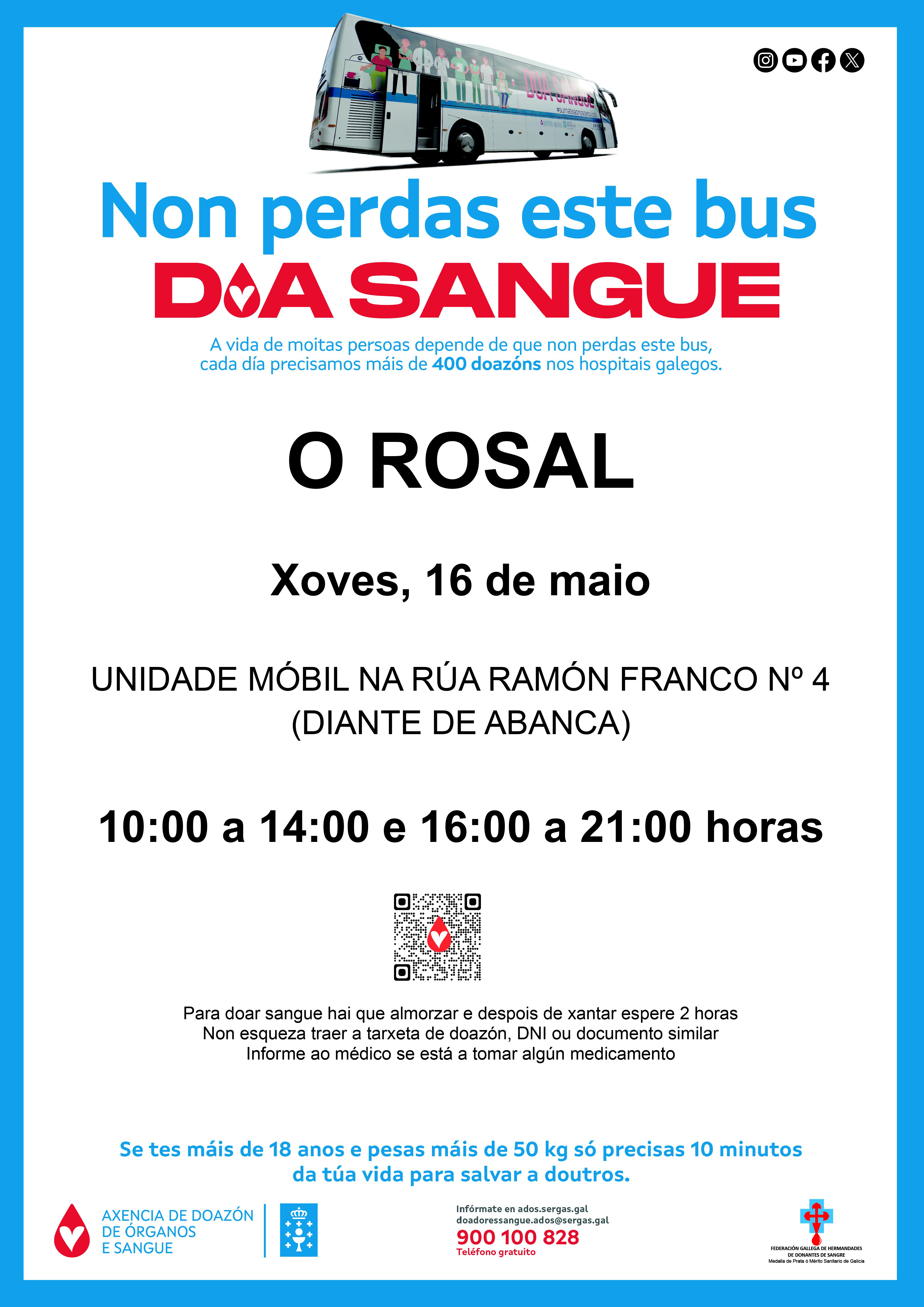 Unha unidade moìbil de doazoìn de sangue visitaraì O Rosal o 16 de maio