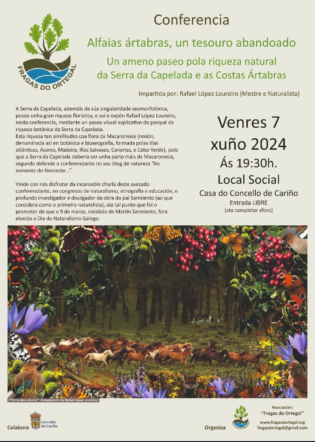 Cartel conferencia Serra da Capelada y costa ártabra