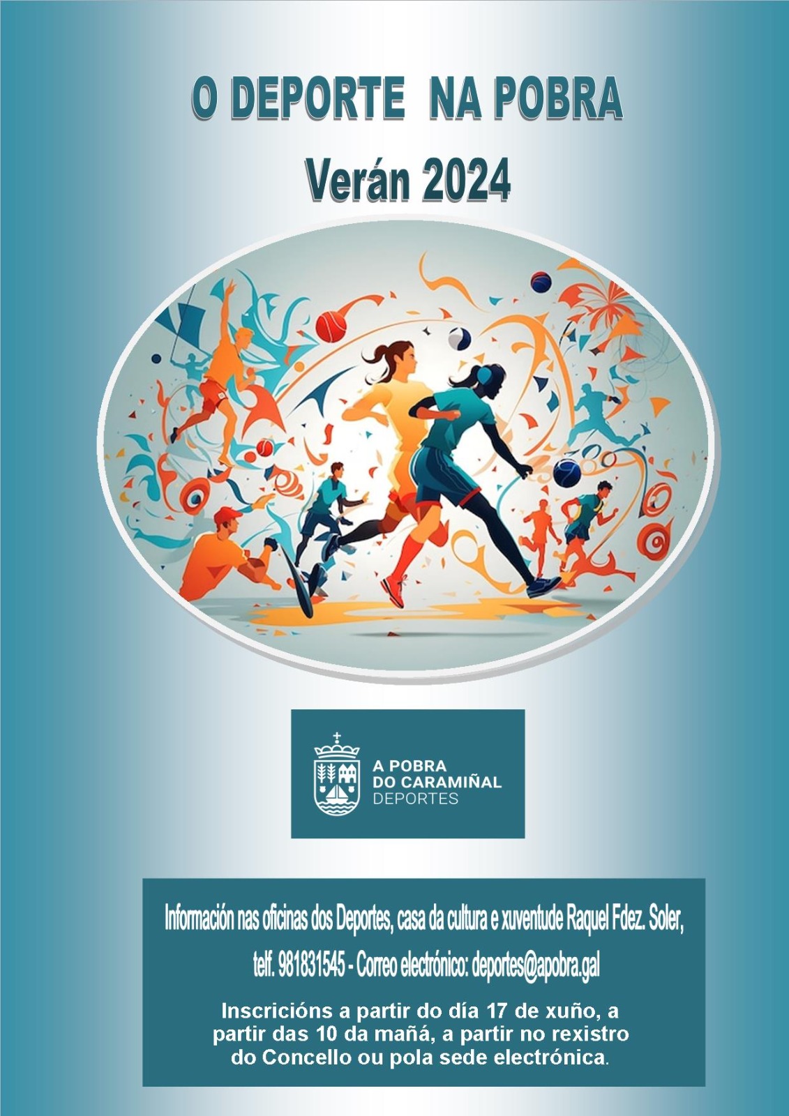 Cartel da oferta deportiva para o verán de 2024