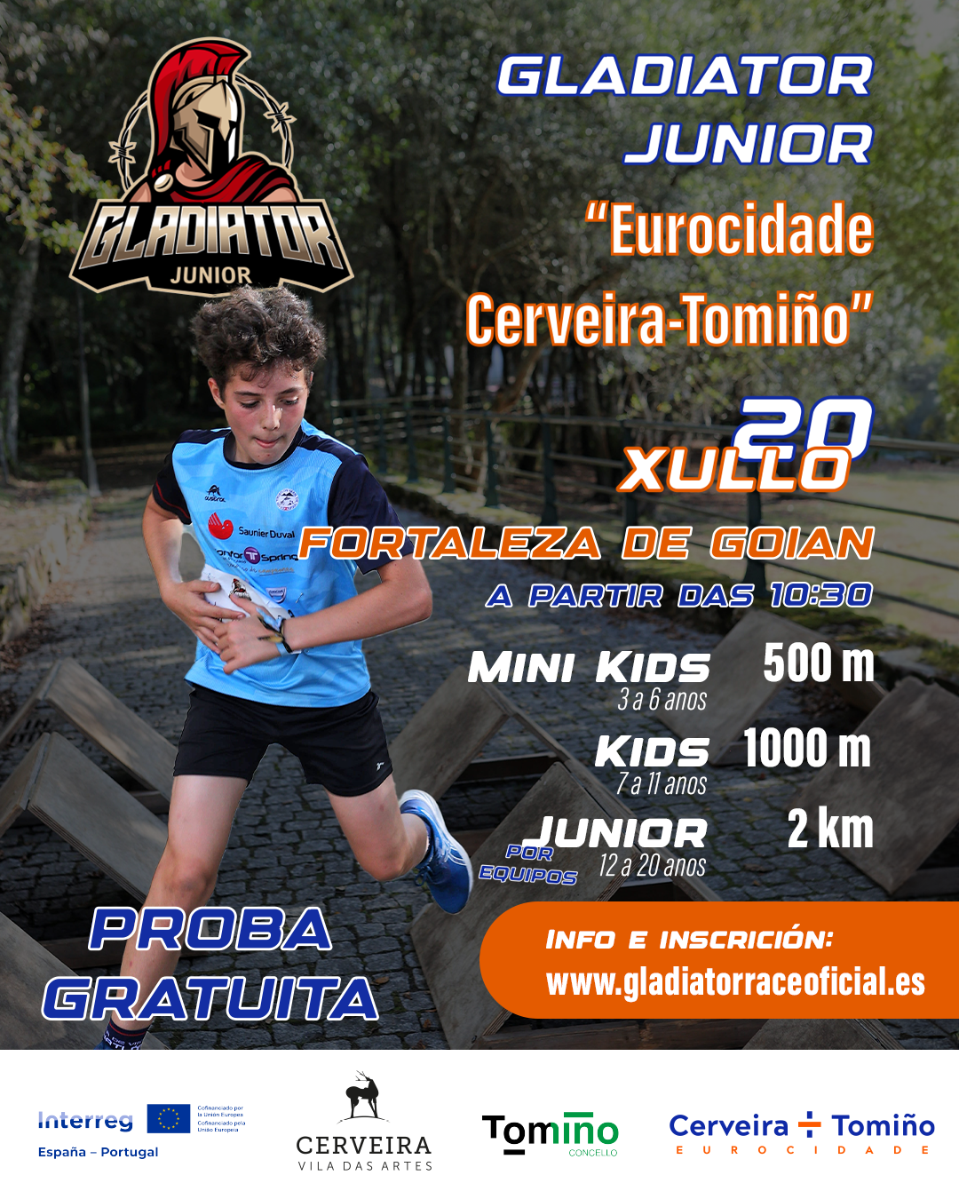 400 prazas dispoñibles para enfrontarse ao reto da Gladiator Race Junior da Eurocidade Cerveira-Tomiño