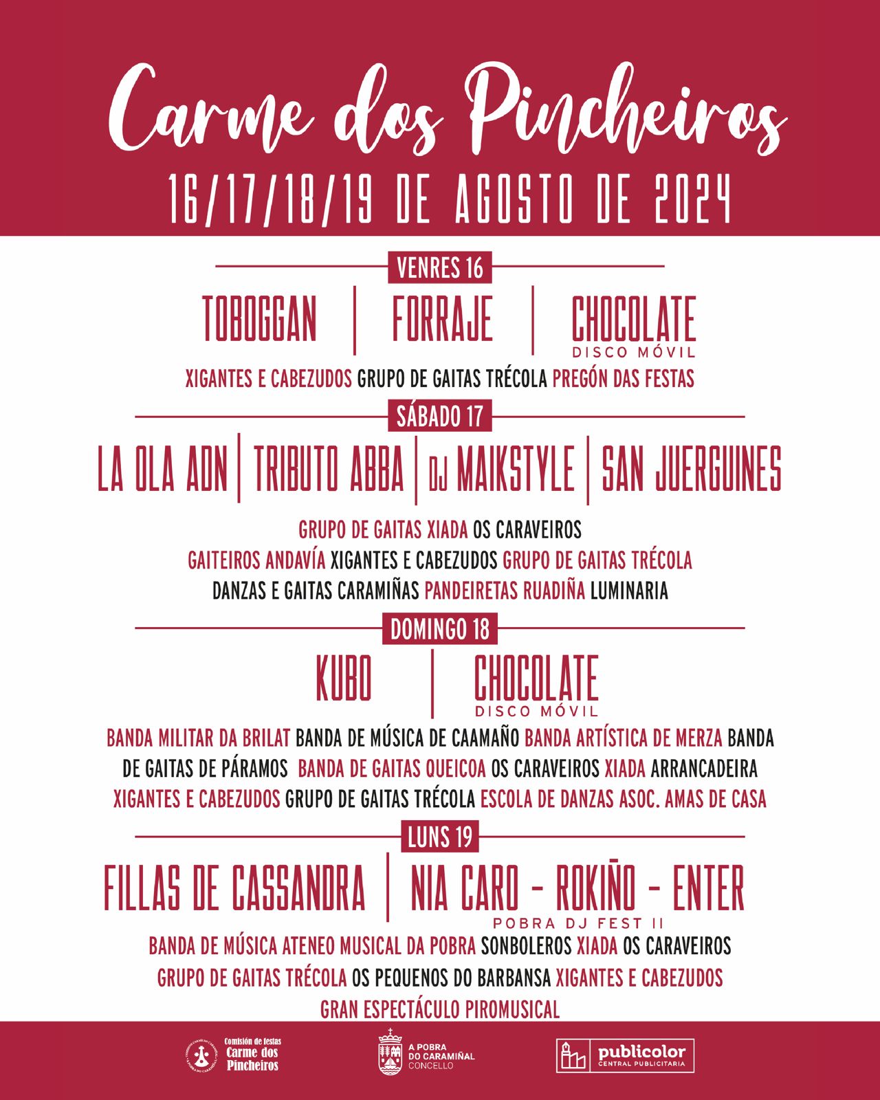 Cartel da programación do Carme dos Pincheiros 2024