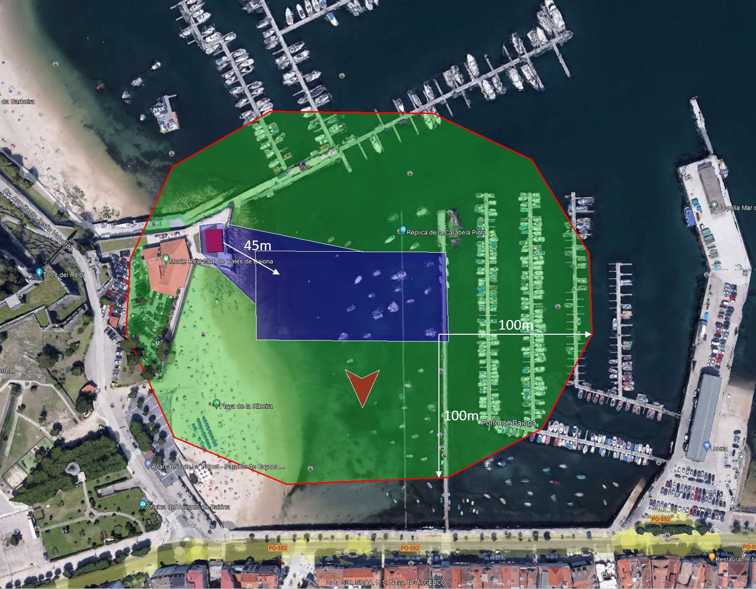 Plano Espectáculo Drones Baiona 26.08.24