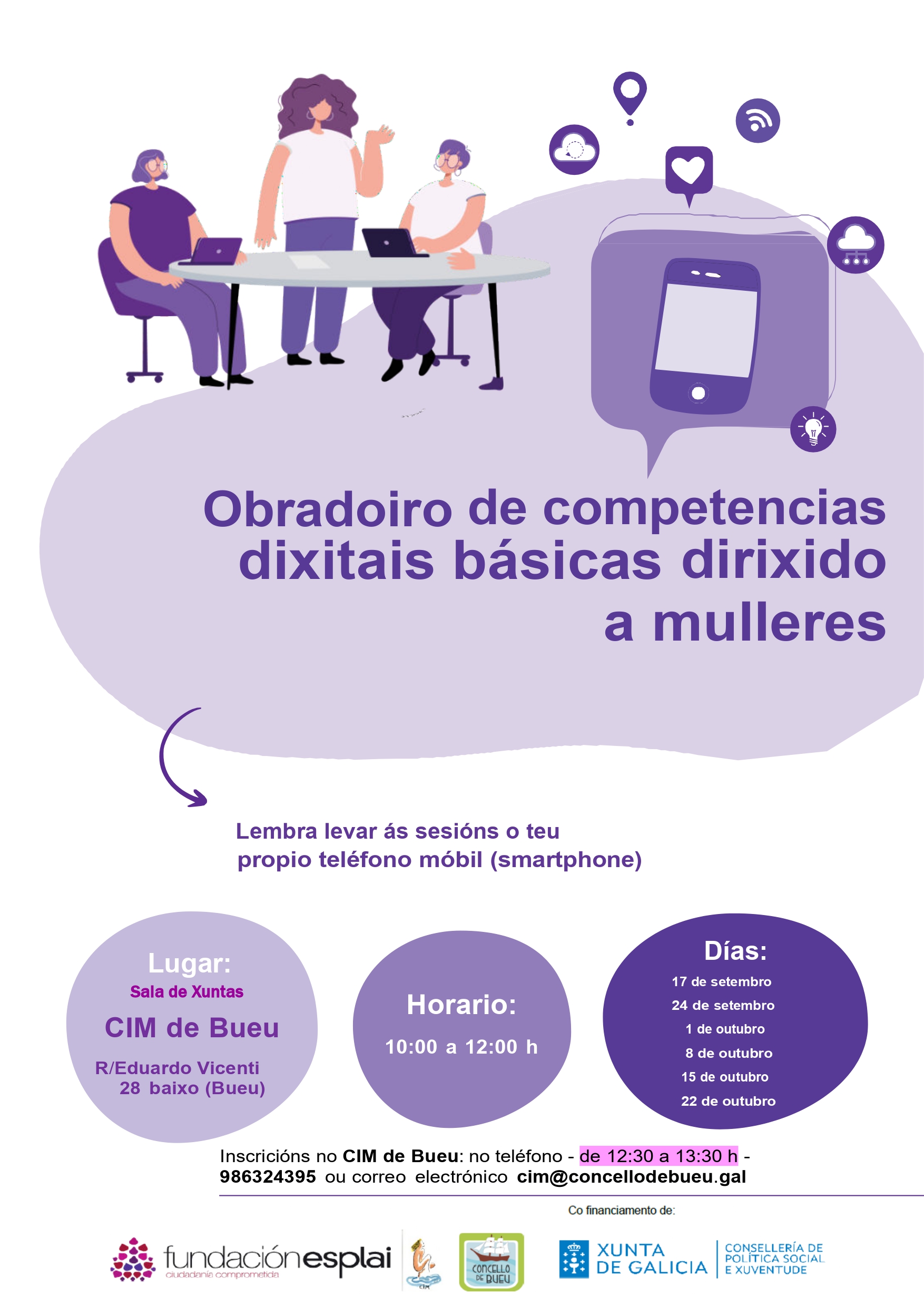 cartel obradoiro competencias dixitais para mulleres cim