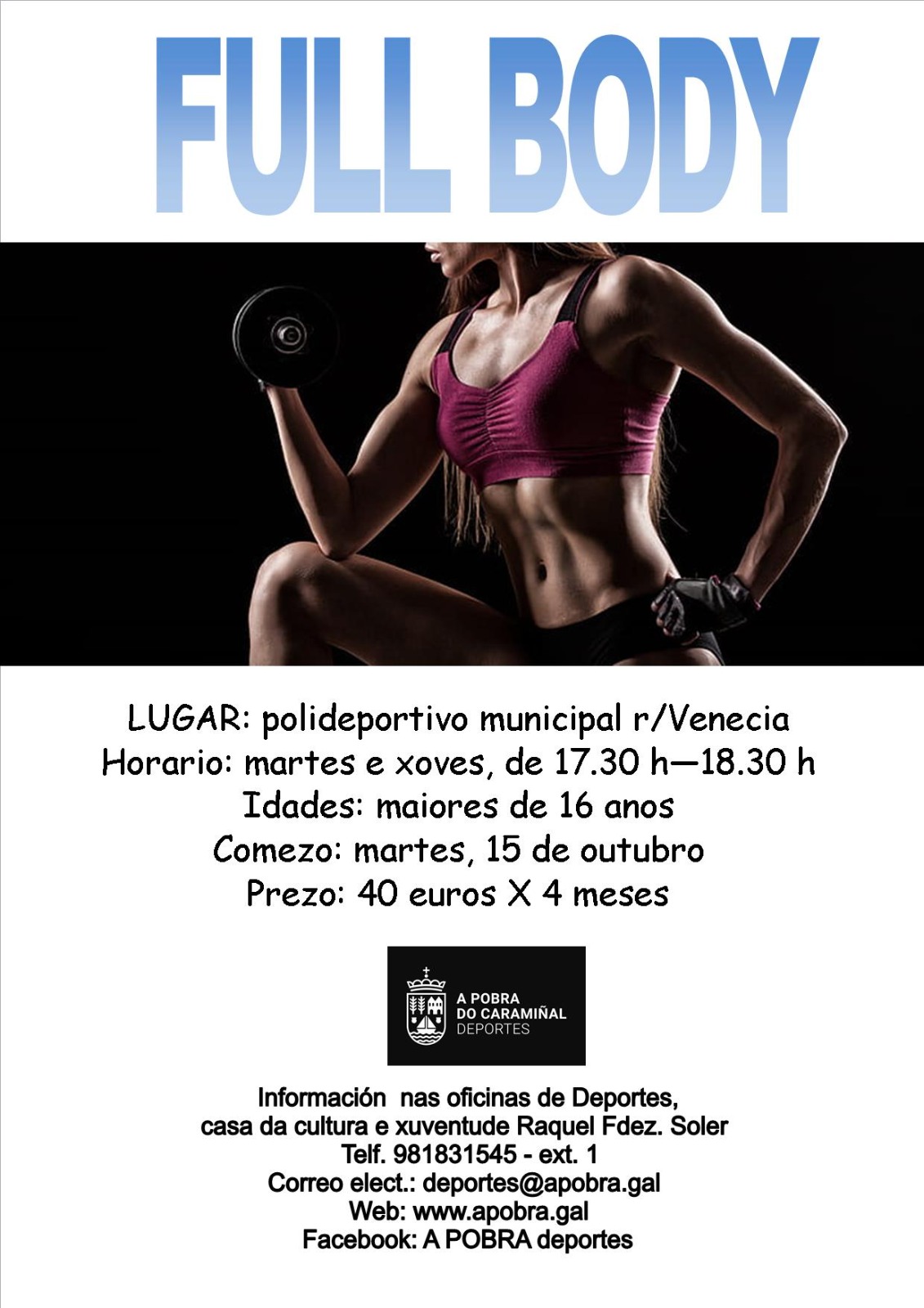 Cartel das clases de full body para as escolas deportivas 2024-2025