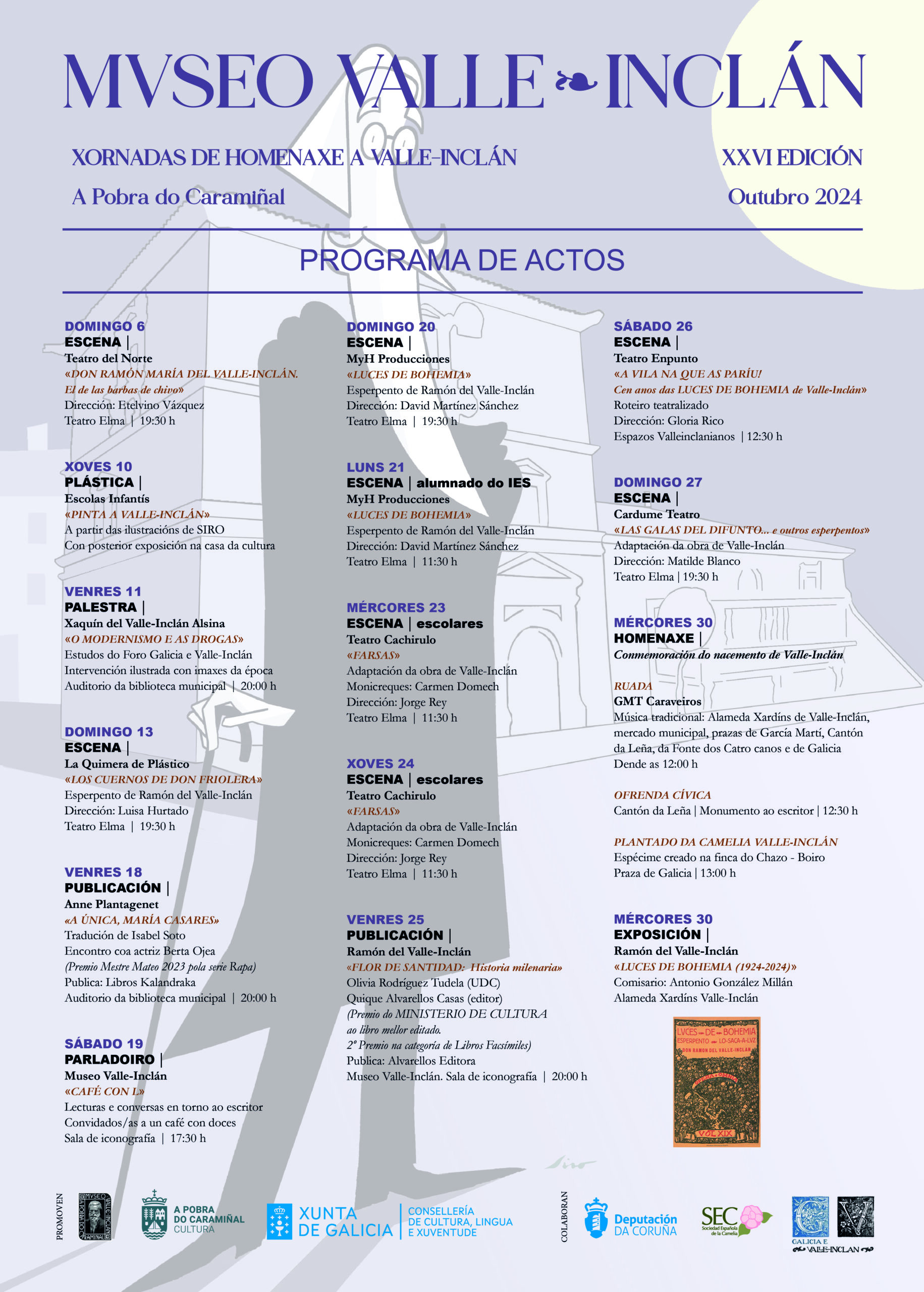 Cartel da programación das XXVI Xornadas de Homenaxe a Valle-Inclán