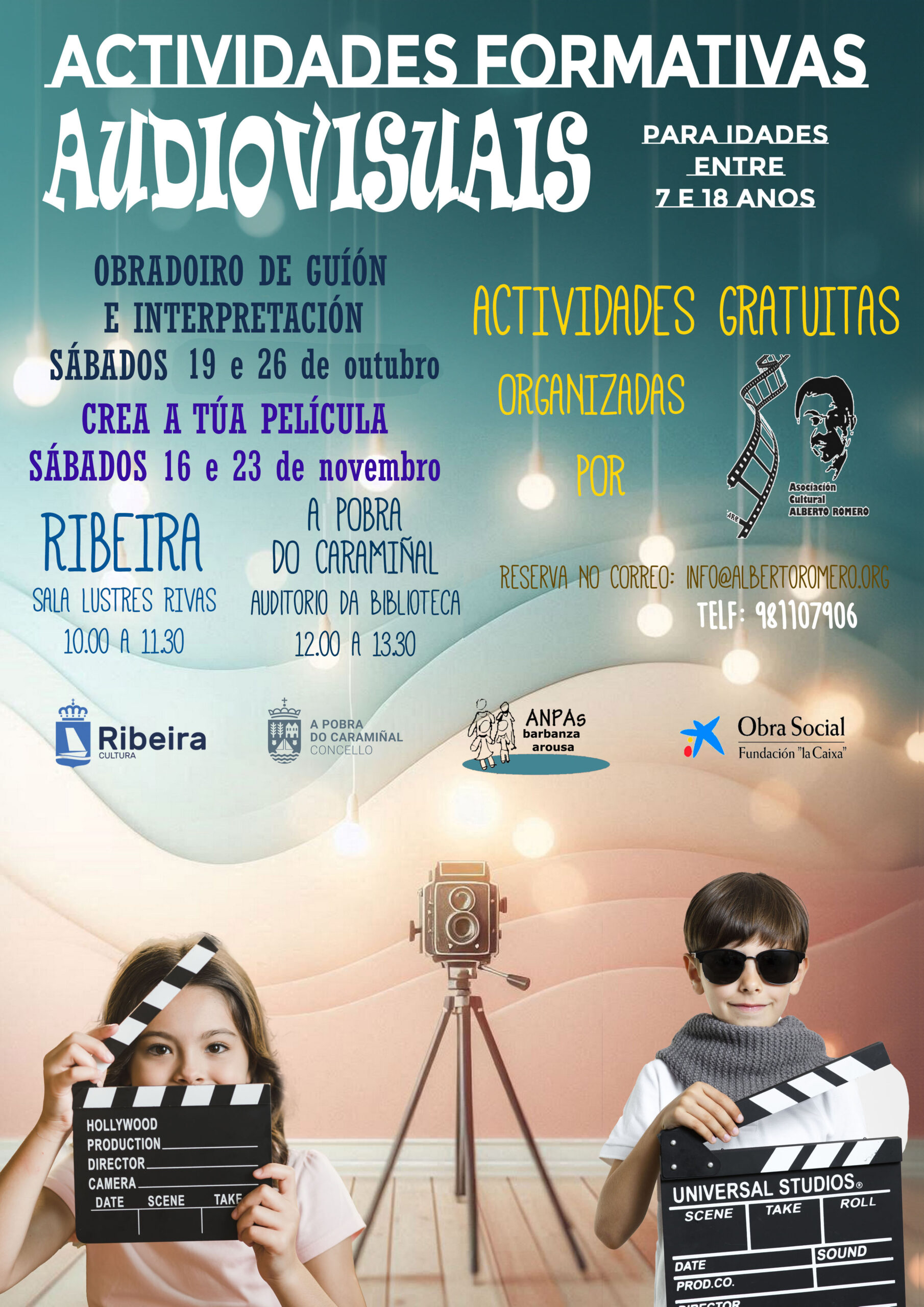 Cartel das actividades formativas audiovisuais da Asociación Cultural Alberto Romero 2024