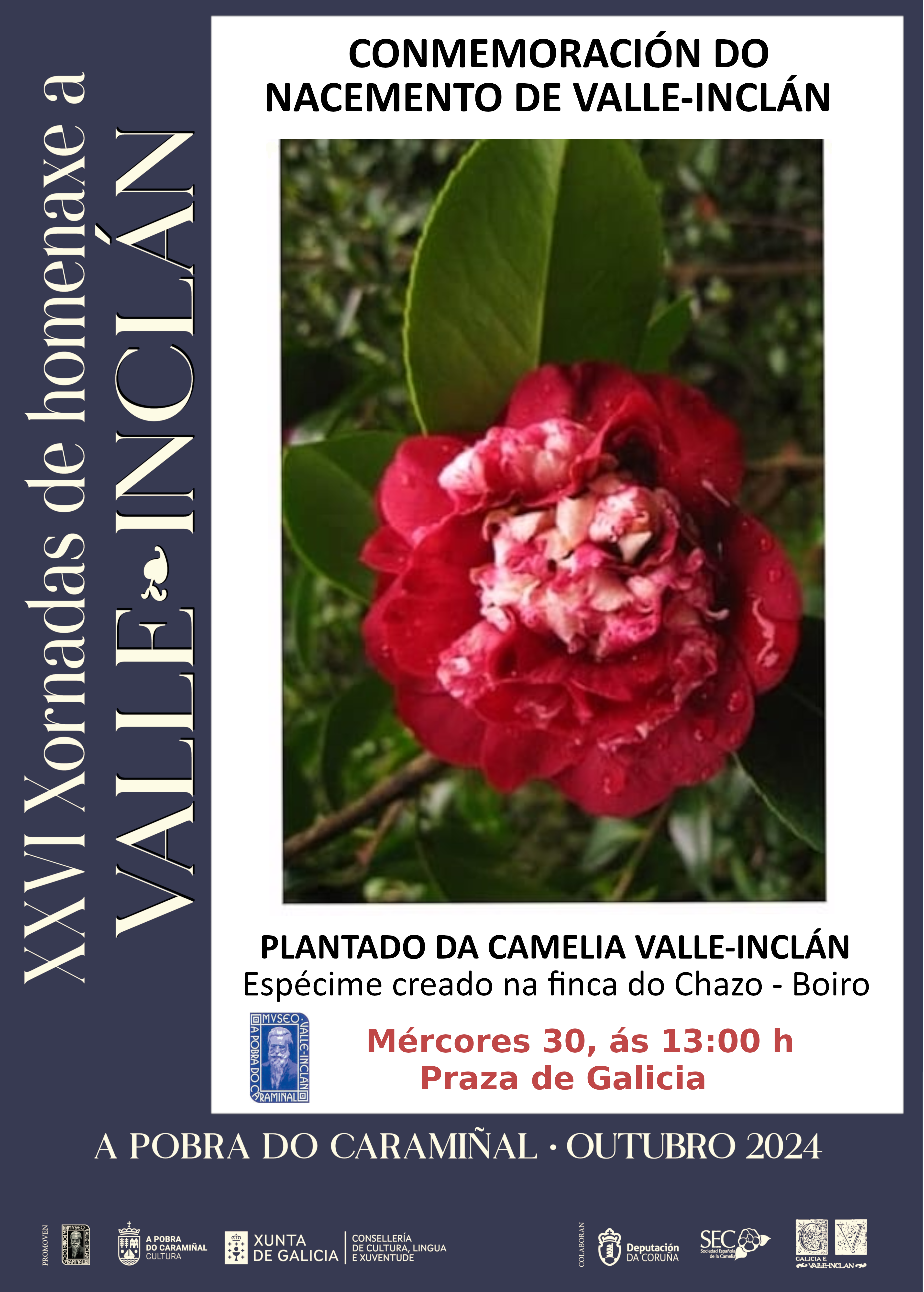 Cartel do plantado da camelia. XXVI Xornadas de Homenaxe a Valle-Inclán
