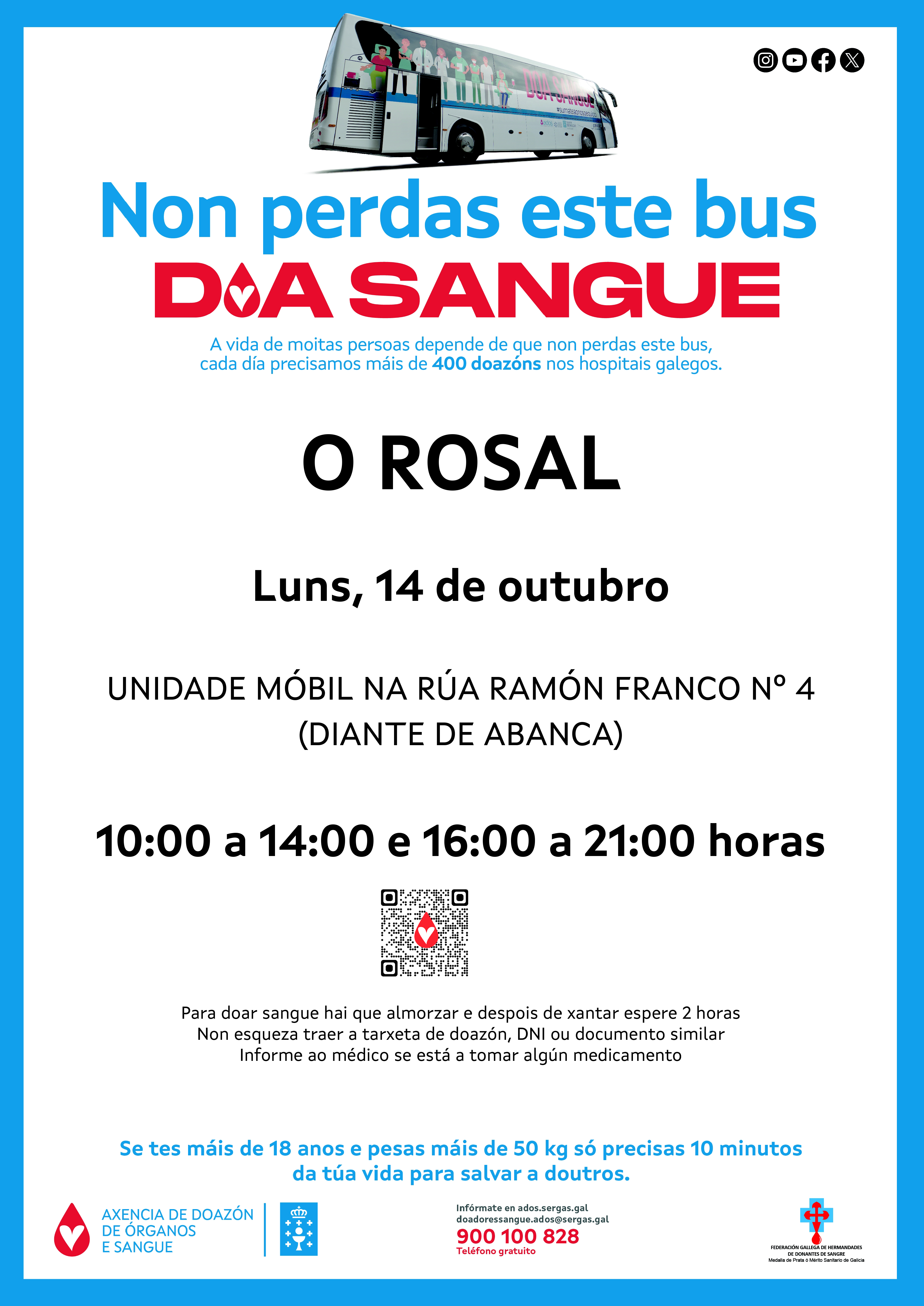 O Rosal estrea o curso cunha visita da unidade moìbil de doazoìn de sangue