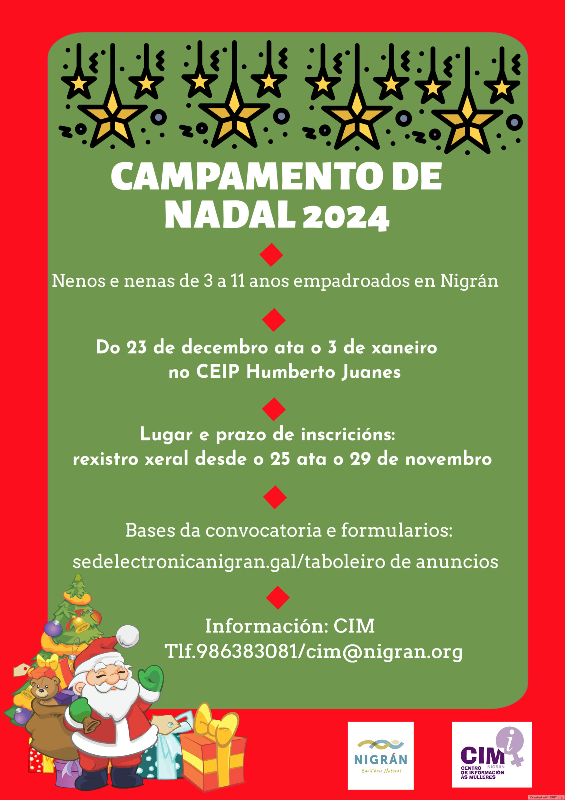 Cartel campamento de Nadal 2024 corexido