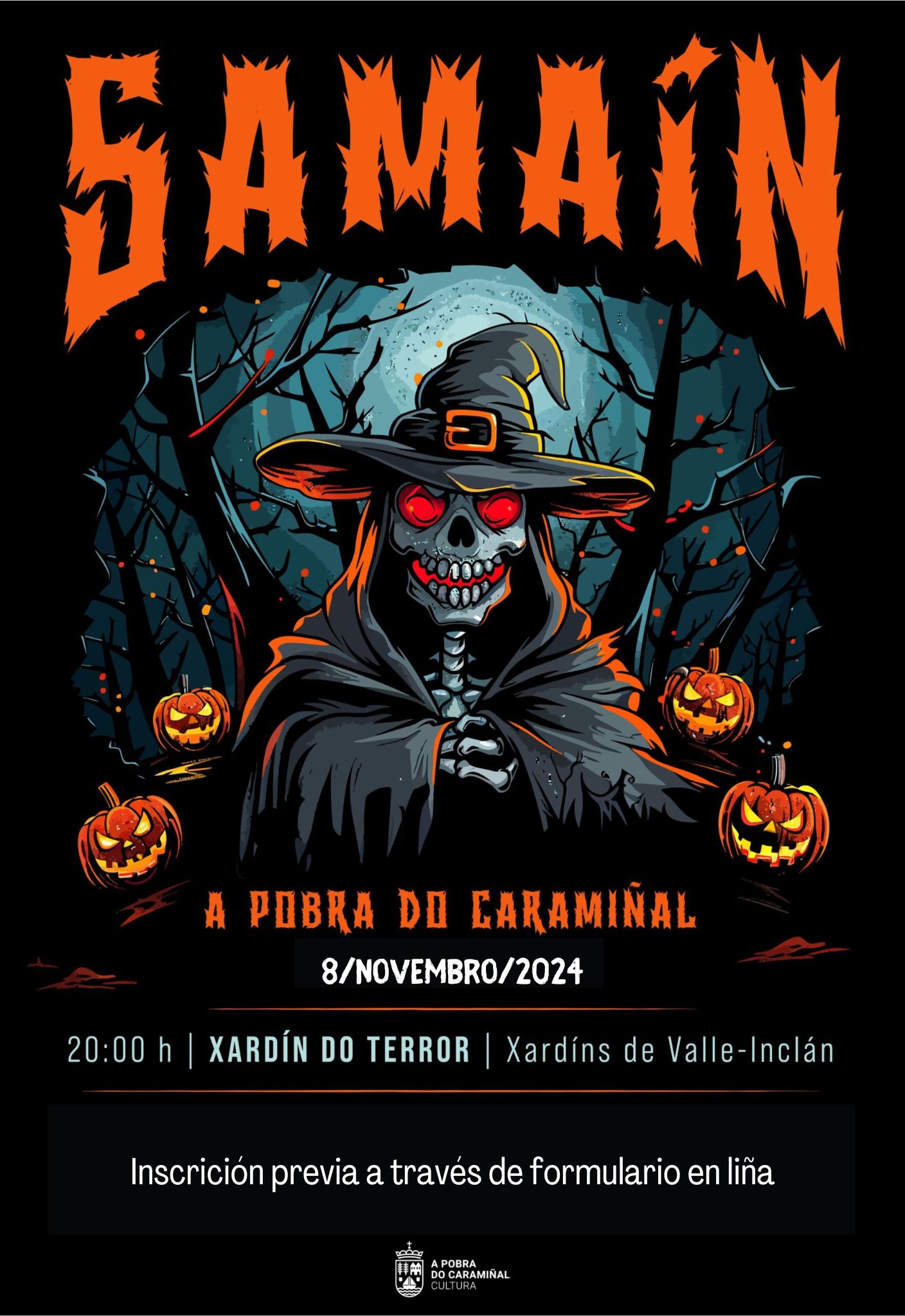 Cartel da nova data dos xardíns do terror do Samaín 2024
