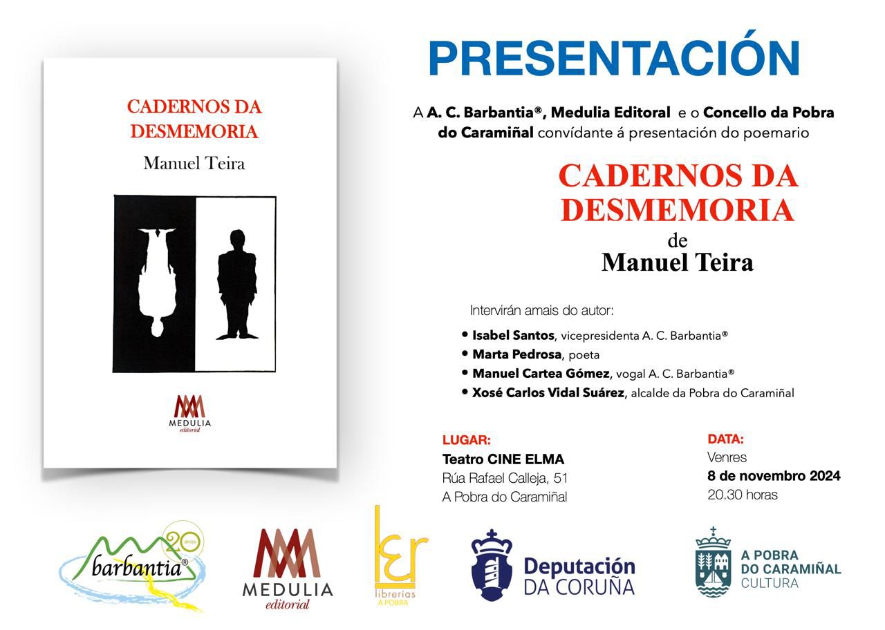 Cartel da presentación do libro Cadernos da desmemoria