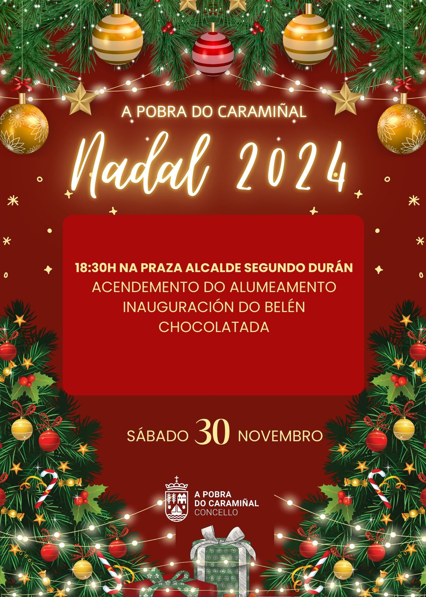 Cartel do acendemento do alumeamento do Nadal 2024