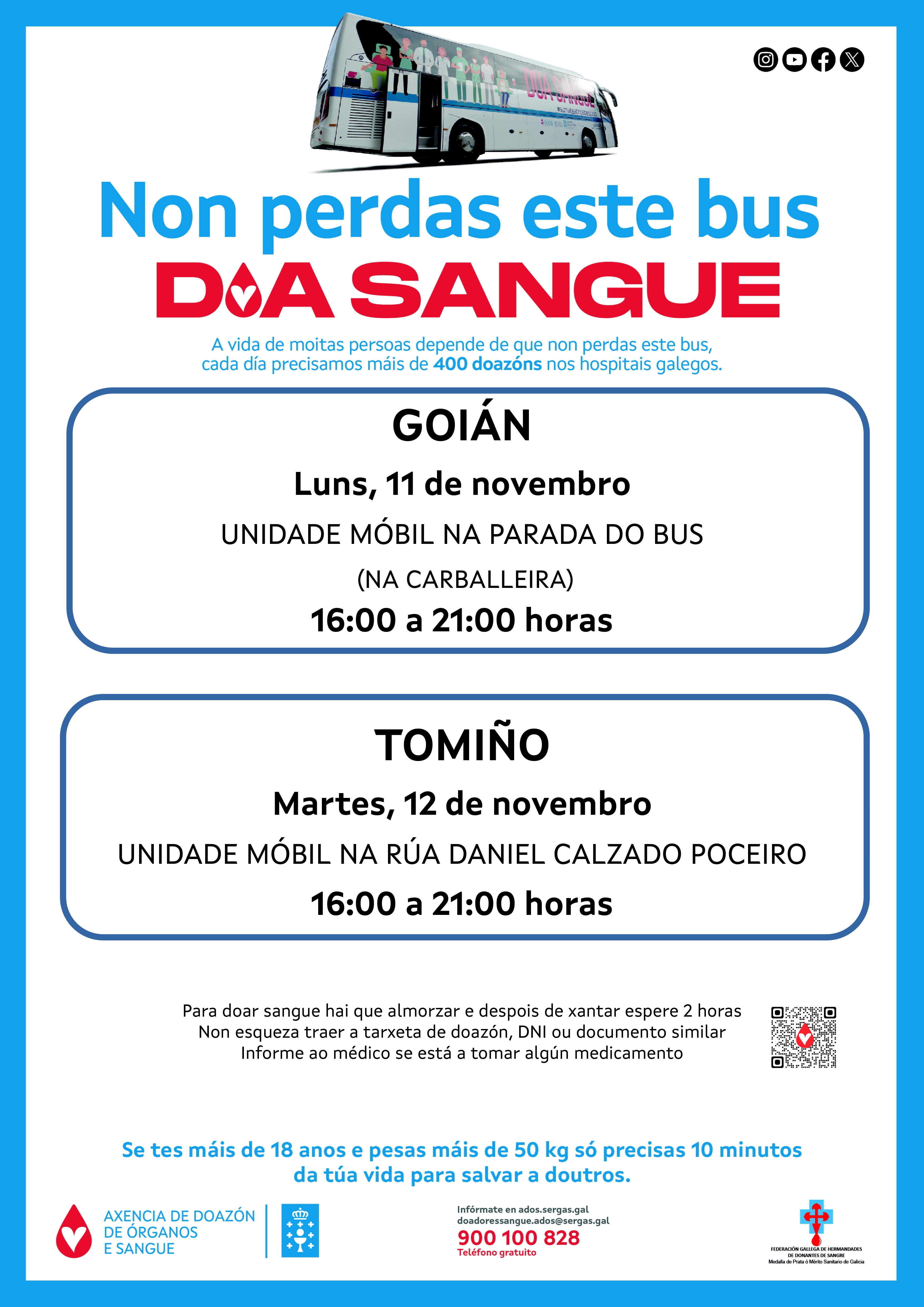 Cita dobre coa unidade móbil de doazón de sangue a vindeira semana