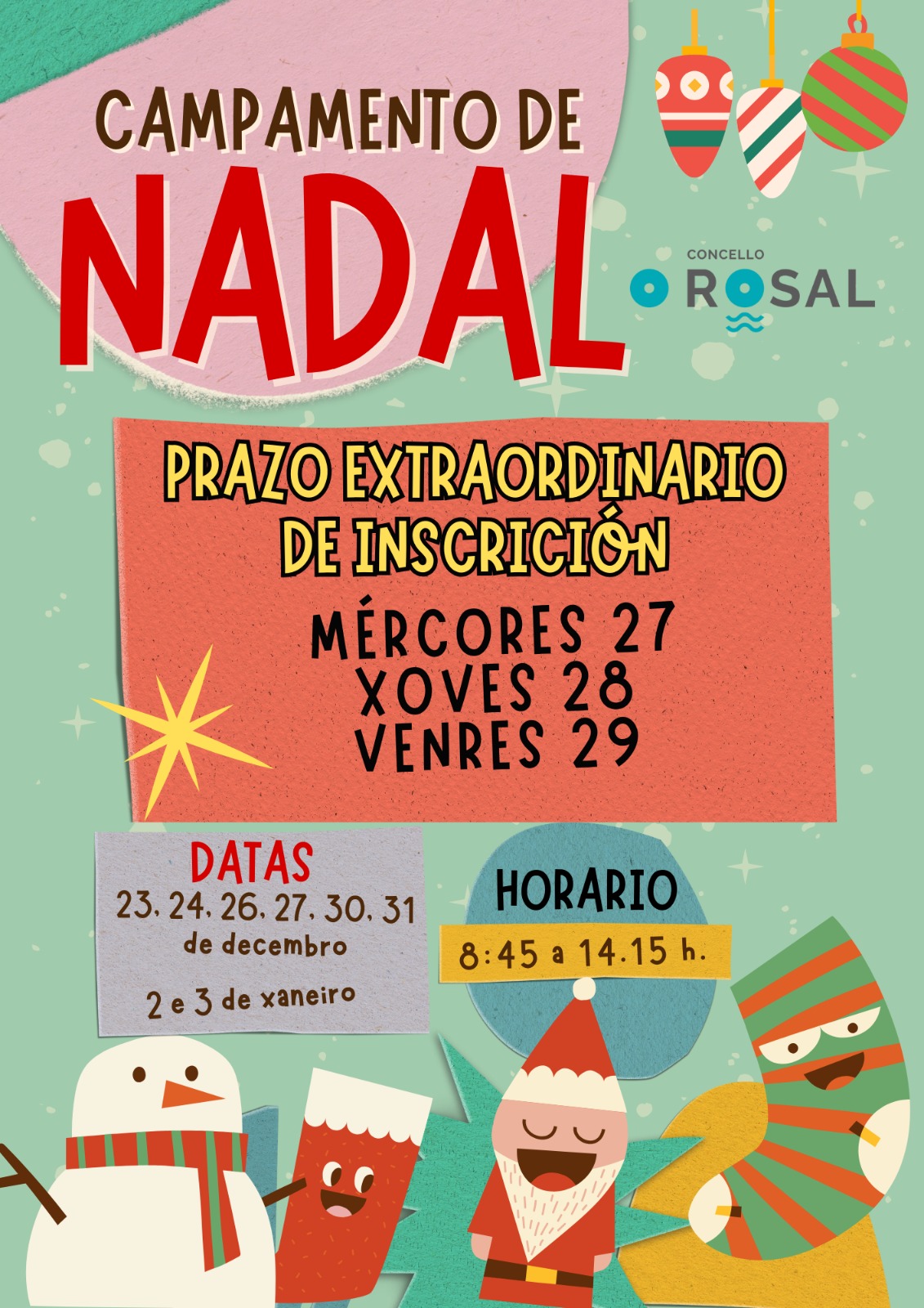 O Concello abre un prazo extraordinario para inscribirse no campamento de Nadal do Rosal