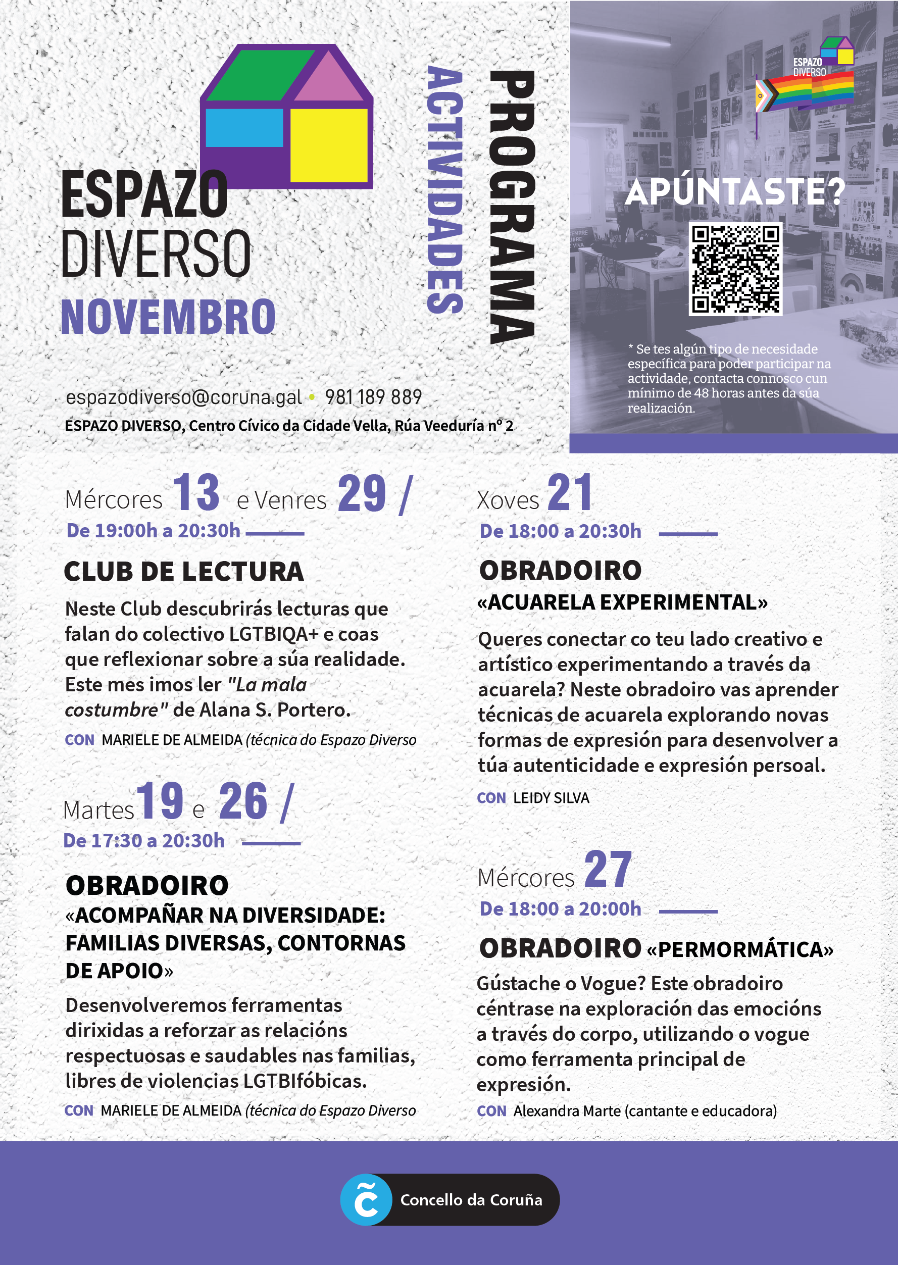 Programación oficial do Espazo Diverso en novembro de 2024