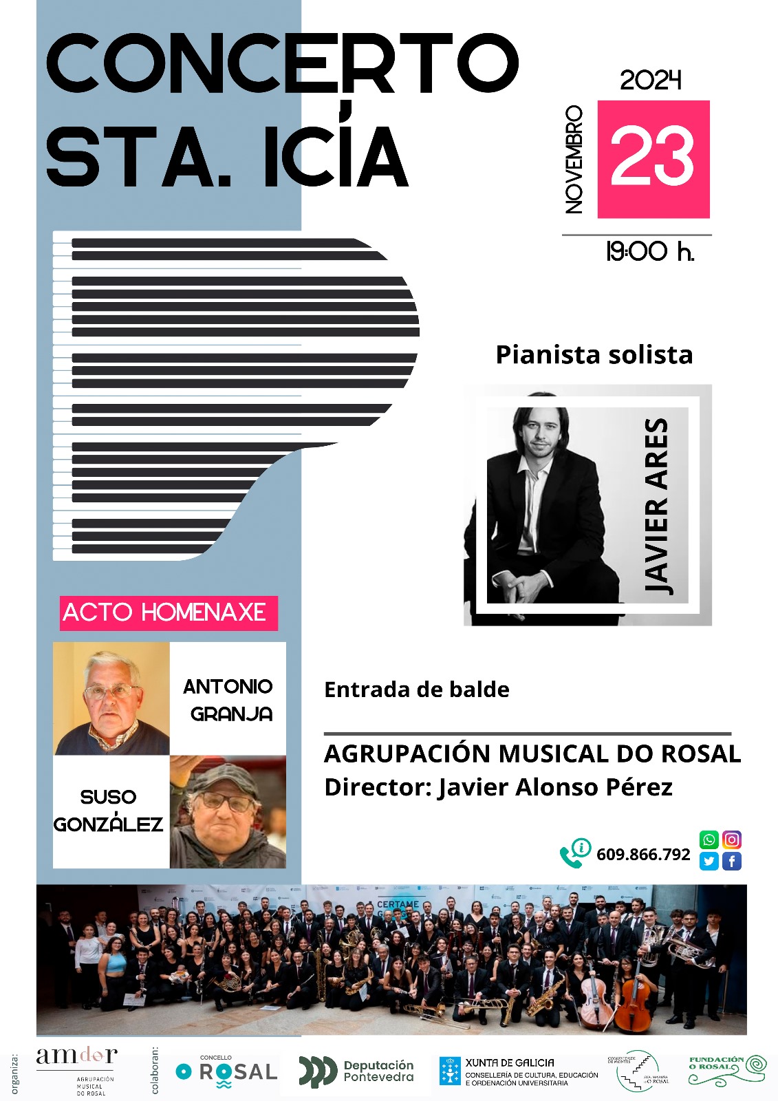 Tarde de muìsica, homenaxe e emocioìn no Rosal co concerto de Santa Iciìa 2024
