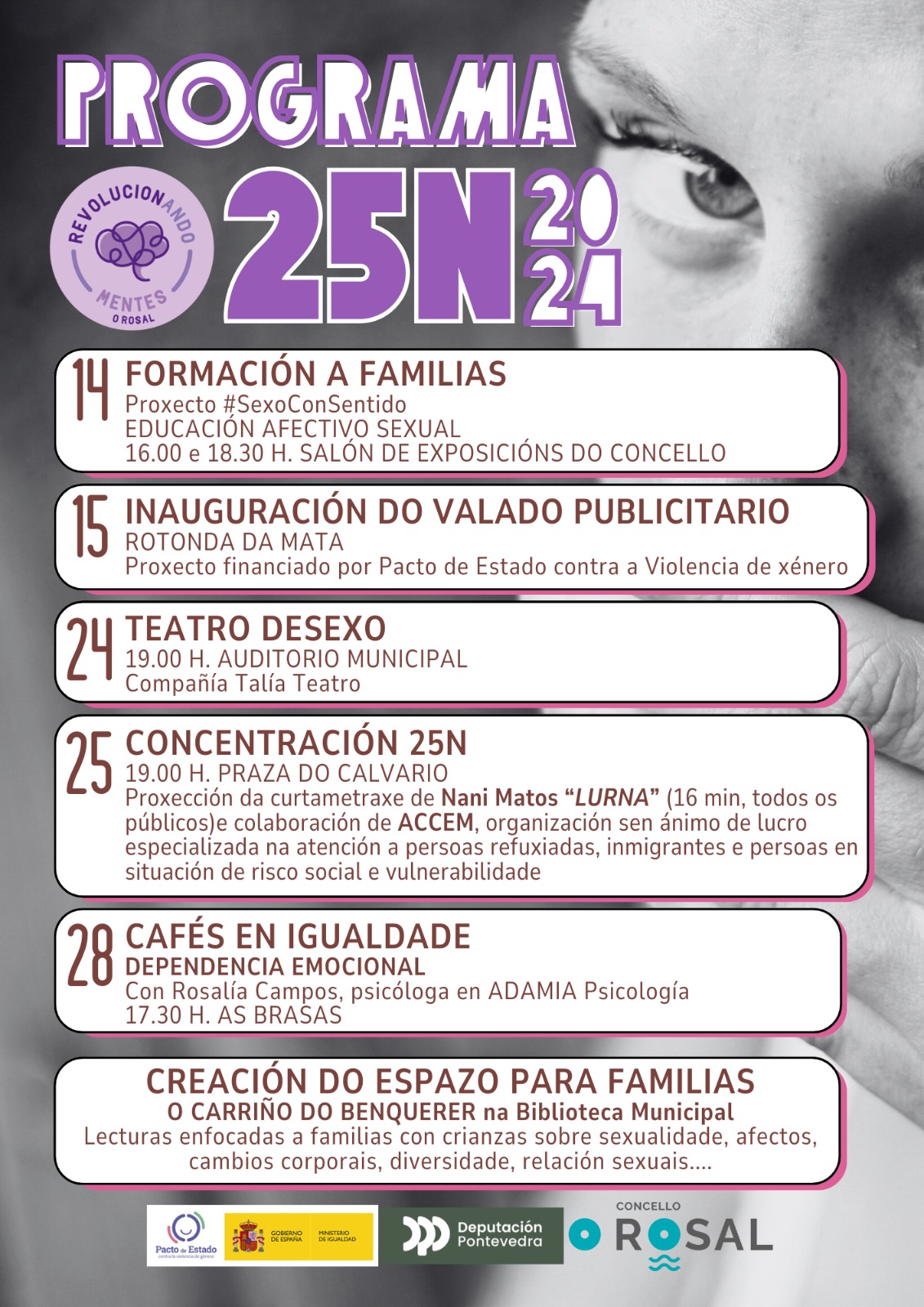 Un mes de actividades contra a violencia de xeěnero e pola igualdade no Rosal