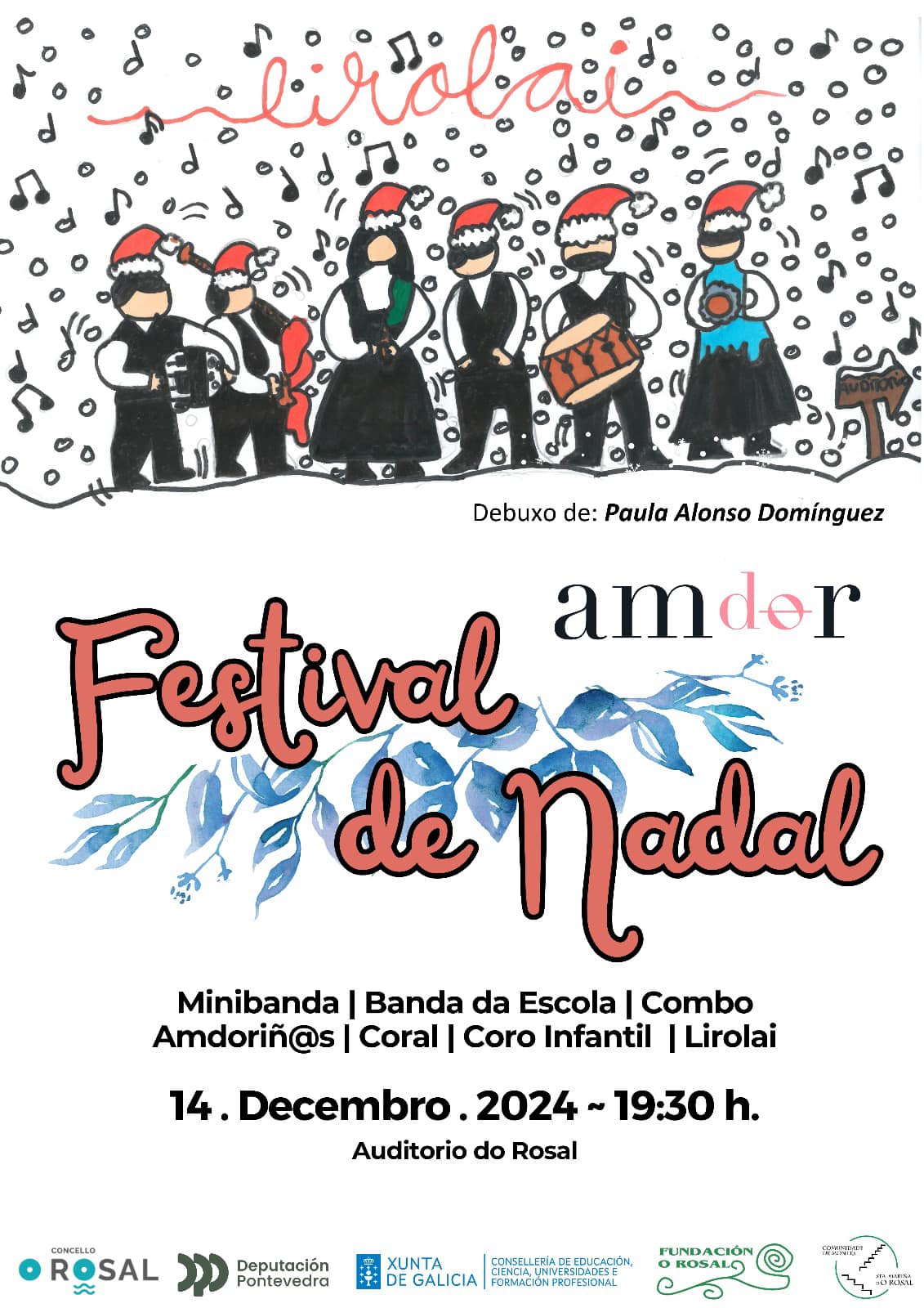 Tarde de muìsica e emocioìn no Festival de Nadal da Agrupacioìn Musical do Rosal