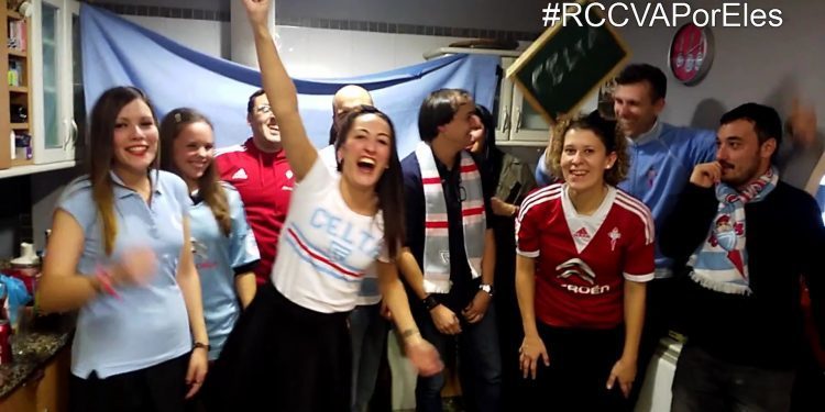 Las peñas del Celta graban un vídeo de apoyo para el Calderón