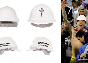 El Celta premia a su afición con el casco ‘europeo’ de Guidetti