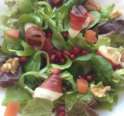 Ensalada de jamón de pato y granada