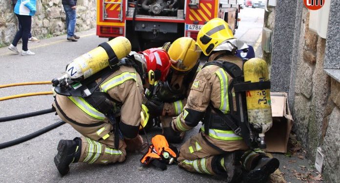 Los bomberos rescatan y reaniman a un conejo intoxicado al arder una casa en Baiona